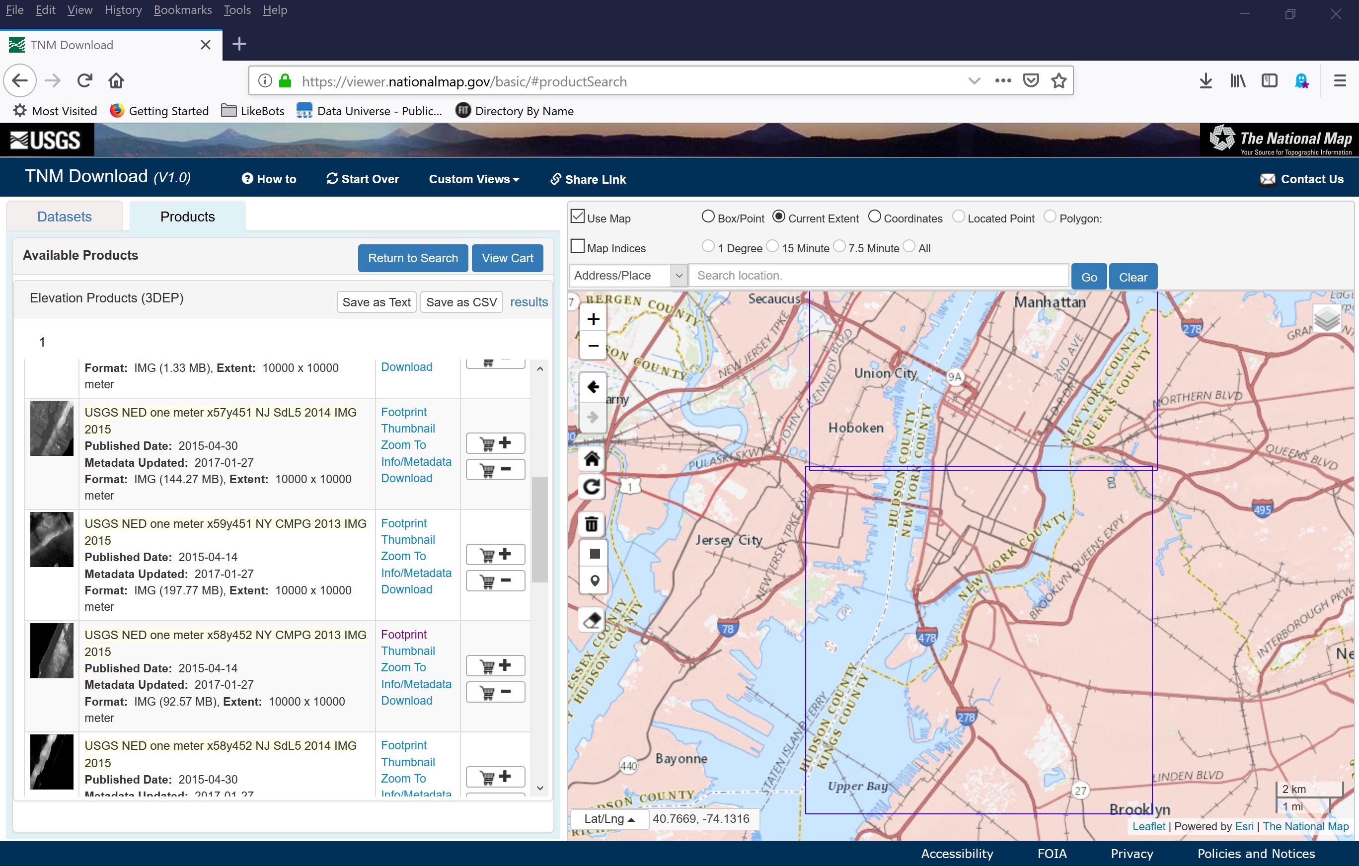 National Map Footprint