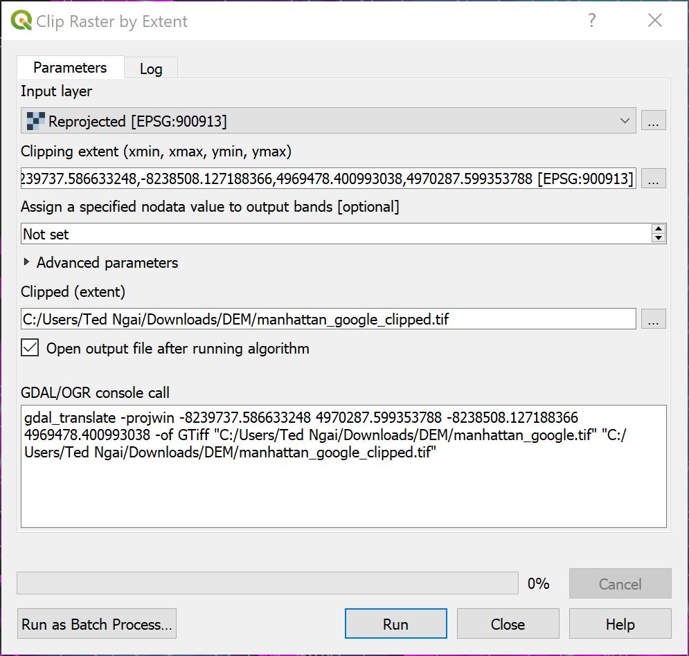QGIS Clip Extent Parameters