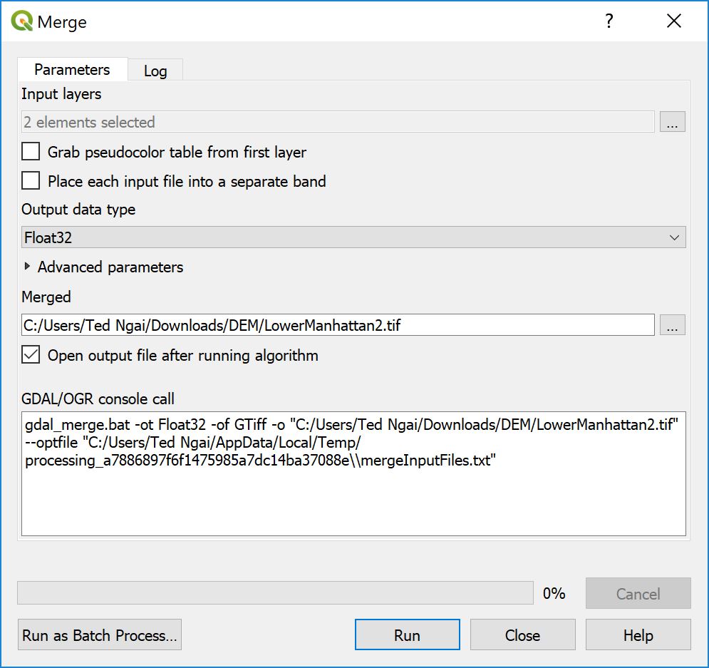 QGIS Merge Parameters