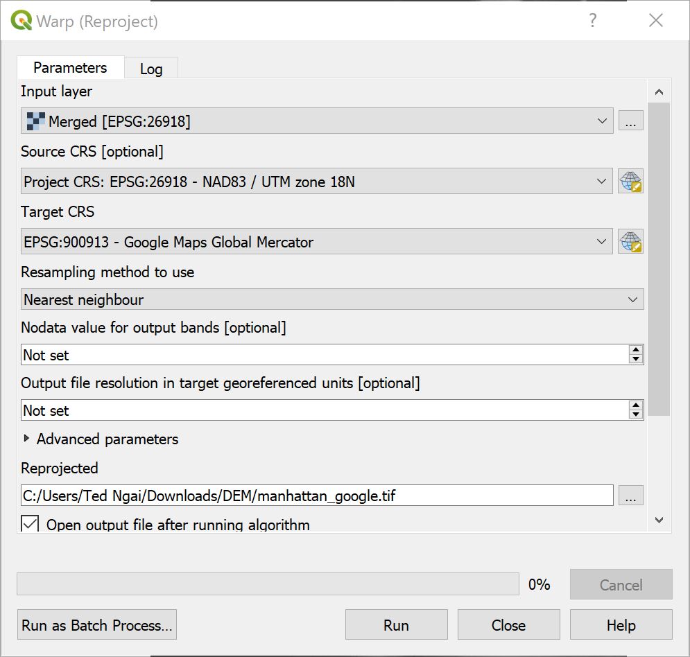 QGIS Warp Parameters